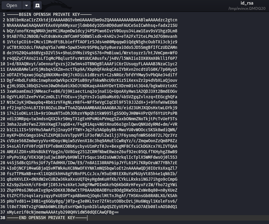 An SSH key as an attachment